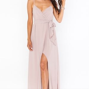 Show me your mumu liz maxi dress soft beige chiffon